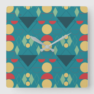 Reloj Cuadrado Turquesa geométrica del mod de mediados de siglo