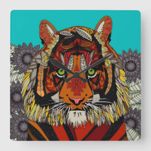 Reloj Cuadrado turquesa tigre