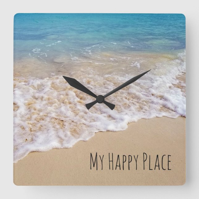 Reloj Cuadrado Turquoise ocean beach with surf (Anverso)