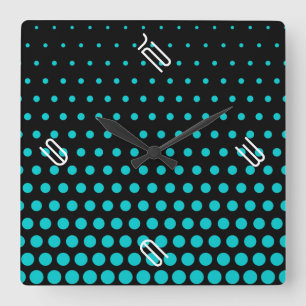 Reloj Cuadrado Turquoise Polka Dot Modern Black