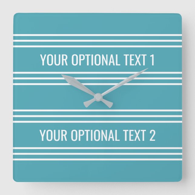 Reloj Cuadrado Turquoise Stripes custom wall clock (Anverso)