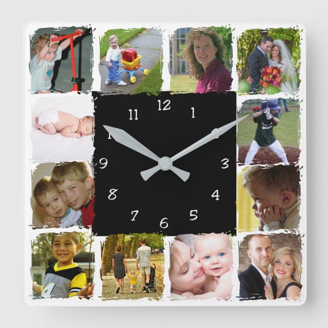 Reloj Cuadrado Twelve personal Photos Wall Clock (Anverso)