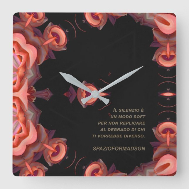 Reloj Cuadrado "Two orange heart in black on the earth"& Silenzio (Anverso)