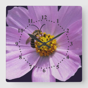 Reloj Cuadrado two white flowers