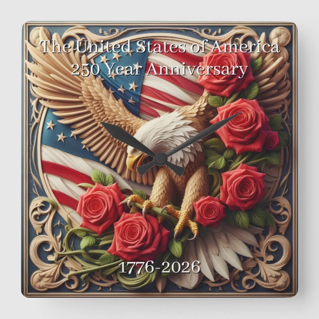 Reloj Cuadrado U.S.A. 250th Anniversary Wall Clock (Anverso)