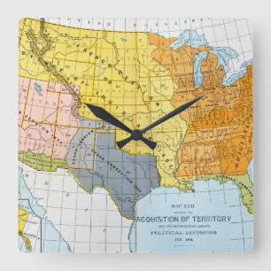 RELOJ CUADRADO U.S. MAPA, 1776-1884