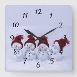 Reloj Cuadrado Un cuarteto de muñecos de nieve