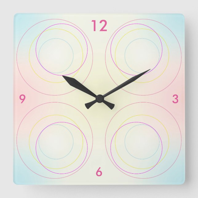 Reloj Cuadrado Un cultivo de círculos (Anverso)