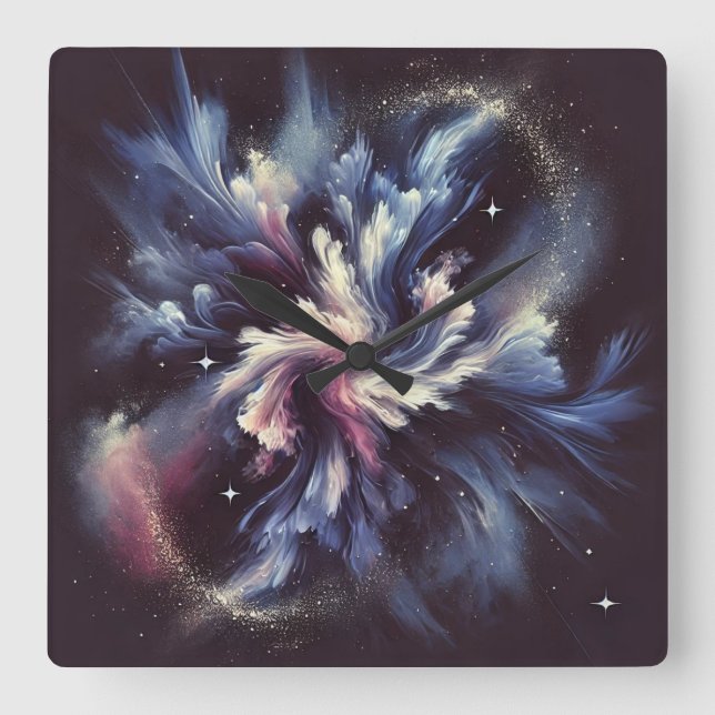 Reloj Cuadrado Un diseño de galaxia abstracto que capta el mister (Anverso)
