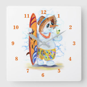 Reloj Cuadrado Un divertido surfista veraniego toma cóctel recién