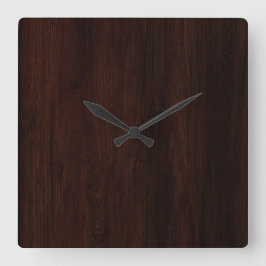 Reloj Cuadrado Un fondo de madera oscura