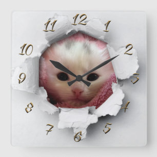 Reloj Cuadrado Un gatito chistoso