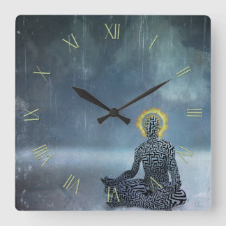 Reloj Cuadrado Un hombre meditante. halo de inflamación