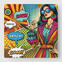 Reloj Cuadrado Un ilustracion de moda al estilo retro del pop