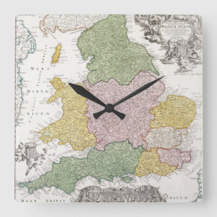 Reloj Cuadrado Un mapa de Inglaterra el   1760