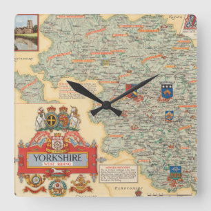 Reloj Cuadrado Un mapa de Yorkshire: Montar a caballo del oeste