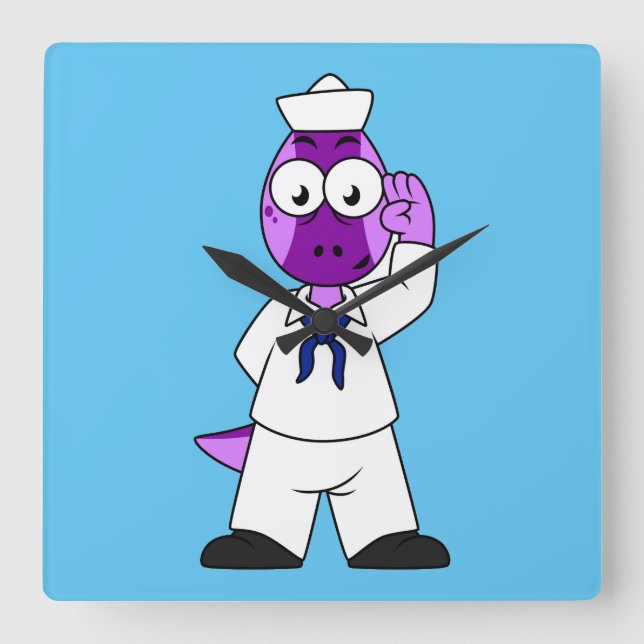 Reloj Cuadrado Un marinero de la Marina de Dinosaurios Pachycepha (Anverso)