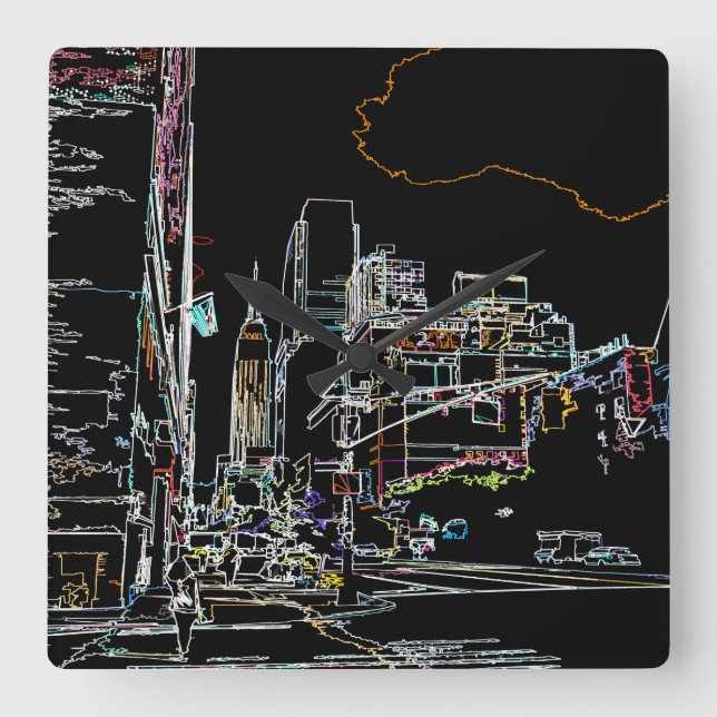 Reloj Cuadrado Un paisaje colorido en Manhattan (Anverso)