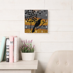 Reloj Cuadrado Un pájaro entre las plumas