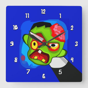 Reloj Cuadrado Un Personalizado muy divertido Zombie con lápiz a