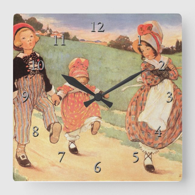 Reloj Cuadrado Un pie hacia arriba, un pie hacia abajo rima de gu (Anverso)