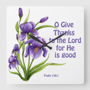 Reloj Cuadrado Un ramo hermoso de iris florece con escritura