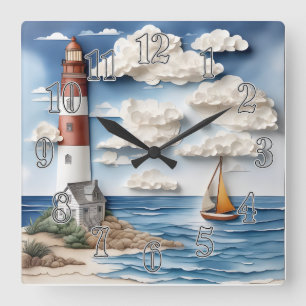 Reloj Cuadrado Un sueño de papel costero 3