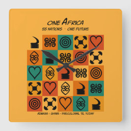 Reloj Cuadrado Una África – Adinkra – Ghana - 