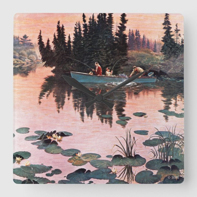 Reloj Cuadrado Una buena captura por John Clymer (Anverso)