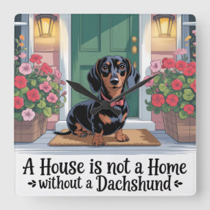Reloj Cuadrado Una casa no es un hogar sin un Dachshund