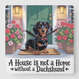 Reloj Cuadrado Una casa no es un hogar sin un Dachshund