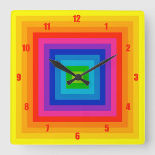 Reloj Cuadrado Una divertida y colorida rueda de color cuadrada