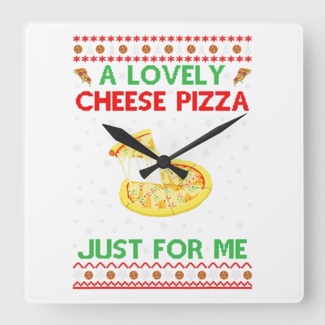 Reloj Cuadrado Una encantadora camiseta de pizza china solamente  (Anverso)