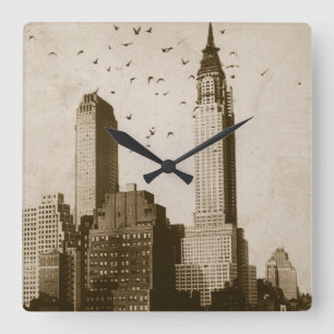 Reloj Cuadrado Una multitud de volar de los pájaros
