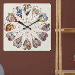 Reloj Cuadrado Una vez 12 fotos en forma de corazón crean óxido<br><div class="desc">Crea tu propio reloj multifotográfico para contar tu historia - el centro del reloj está marcado con "Érase una vez" en tipografía escrita a mano. Utilice la plantilla de fotos para añadir 12 de sus fotos favoritas, que se mostrarán en marcos con forma de corazón. El diseño utiliza fotos verticales...</div>
