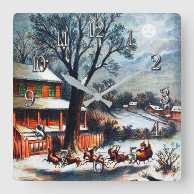 Reloj Cuadrado Una Visita De Los Navidades De San Nicolás (Anverso)