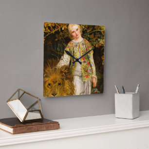 Reloj Cuadrado Una y el León, 1860 por William Bell Scott