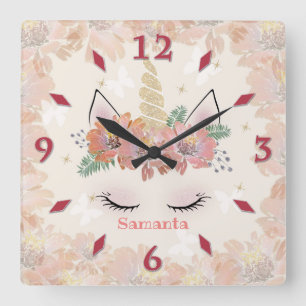 Reloj Cuadrado Unicorn, Unicorn Face, Round Clock personalizado