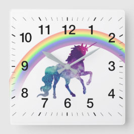 Reloj Cuadrado Unicornio de la acuarela del espacio de la galaxia