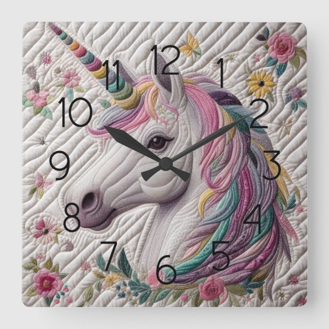 Reloj Cuadrado Unicornio sinuoso (Anverso)