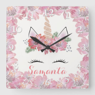 Reloj Cuadrado Unicornio, Unicornio Face, personalizada, femenina