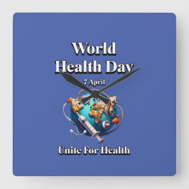 Reloj Cuadrado Unidos Por La Salud. Día Mundial de la Salud. Cami