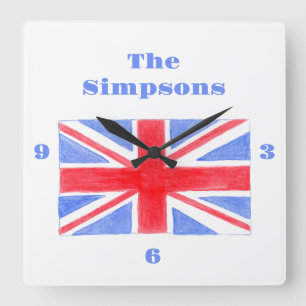 Reloj Cuadrado Union Jack Bandera Británica Britannia