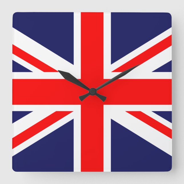 Reloj Cuadrado Unión Jack - Bandera del Reino Unido (Anverso)