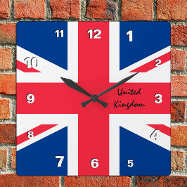 Reloj Cuadrado Union Jack Clock, hogar patriótico Reino Unido, ba