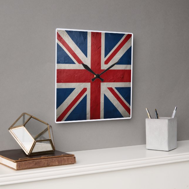 Reloj Cuadrado Union Jack flag (Oficina)