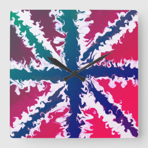 Reloj Cuadrado Unión Jack Pintado Arte del Reino Unido Lanzamient