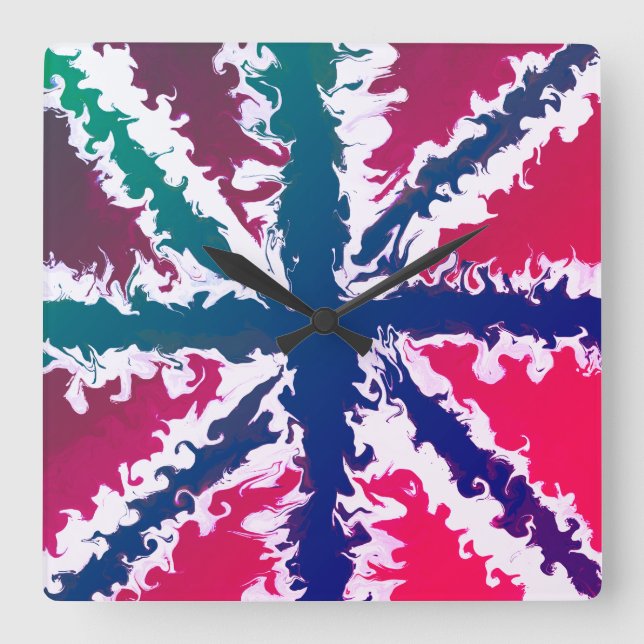 Reloj Cuadrado Unión Jack Pintado Arte del Reino Unido Lanzamient (Anverso)