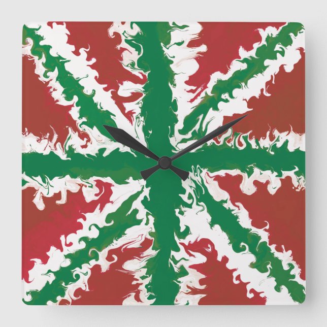 Reloj Cuadrado Union Jack pintó el arte británico rojo y el arte  (Anverso)