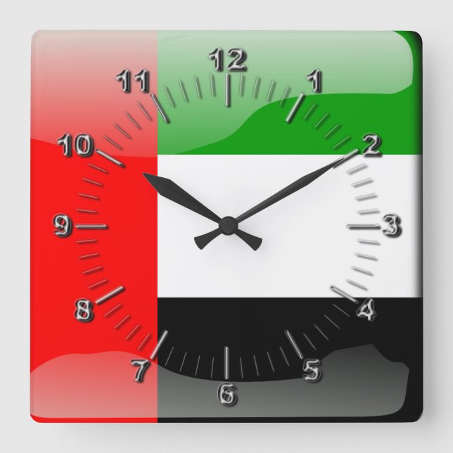 Reloj Cuadrado United Arab Emirates glossy flag (Anverso)